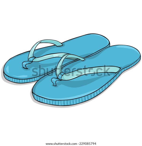 Vector Cartoon Blue Beach Slippers Stock Vector (Royalty Free) 229085794