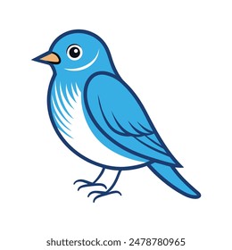 Vector de dibujos animados de pájaro azul aislado sobre fondo blanco