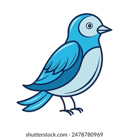 vector cartoon blue bird isolated on white background