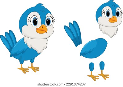 Vector cartoon blue bird,Bird Vector