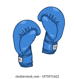 Vector Cartoon Blue Boxing Gloves