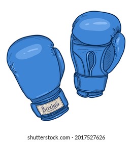 Vector Cartoon Blue Boxing Gloves Illustration