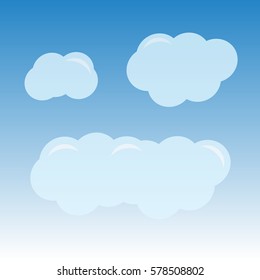 Vector cartoon blue cloudy sky. Cloudscape background illustration