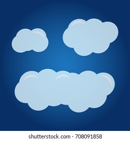 Vector cartoon blue cloudy sky. Cloudscape background illustration