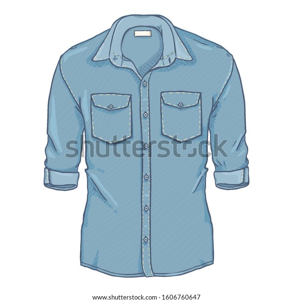 Vector Cartoon Blue Denim Shirt Roll Stock Vector (Royalty Free) 1606760647