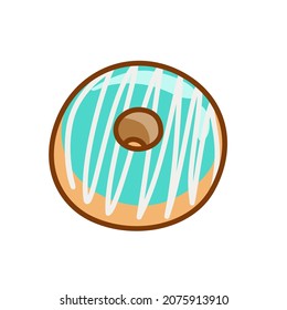 Vector cartoon of a blue donut. Doughnut with blue cream isolated on white.