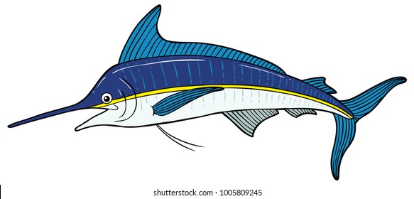 Vector Cartoon Blue Marlin Fish
