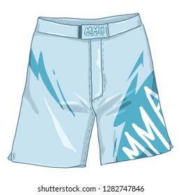 Vector Cartoon Blue MMA Long Shorts