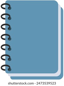 Vector of cartoon blue notepad isolated on white background.
