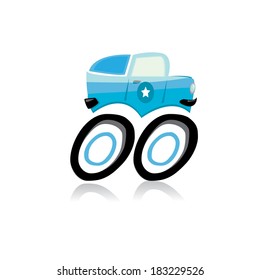 Vector Cartoon blue off road vechile Monster Truck