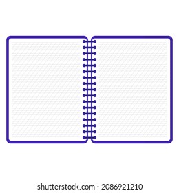 Vector cartoon blue open calligraphy notebook. Back to school