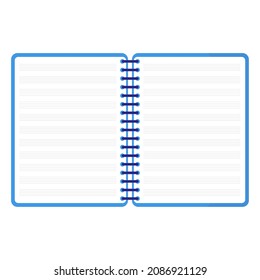 Vector cartoon blue open musical notebook. Back to school