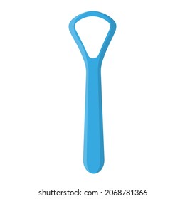 Vector cartoon blue tongue scraper. Dental concept.