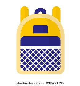 Vector cartoon blue and yellow school bag or backpack. Back to school.