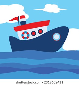 Vector Cartoon Boat Ship by Lodod
