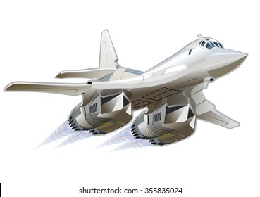 Vector Cartoon Bomber. Supersonic, variable-sweep wing heavy strategic bomber. Available EPS-10 vector format separated by groups and layers for easy edit