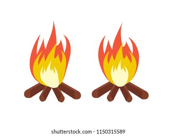 Vector cartoon bonfire. Fire camp. Campfire cartoon illustration