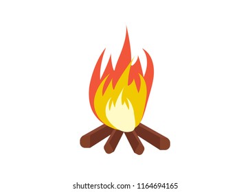 Vector cartoon bonfire. Fire camp. Campfire cartoon illustration