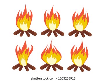 Vector cartoon bonfire. Fire camp. Campfire cartoon illustration