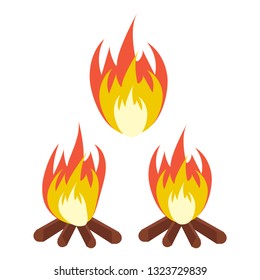 Vector cartoon bonfire. Fire camp. Campfire cartoon illustration