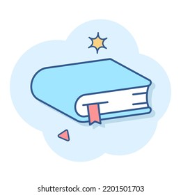 Vector cartoon book library icon in comic style.