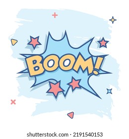 Vector Cartoon Boom Comic Sound Effects Icon In Comic Style. Sound Bubble Speech Sign Illustration Pictogram. Boom Business Splash Effect Concept.