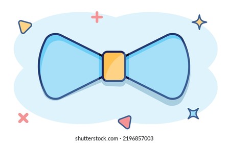 Vector cartoon Bow tie icon in comic style. Necktie sign illustration pictogram. Bow tie business splash effect concept.