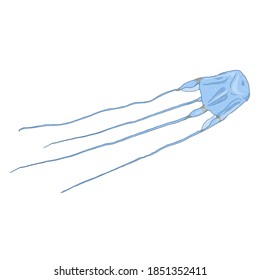 Vector Cartoon Box Jellyfish on White Background