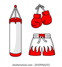 vector cartoon boxing equipment tools