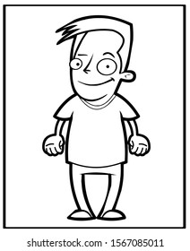vector cartoon of boy, coloring book