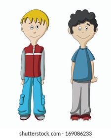 Vector cartoon boy isolated on white background
