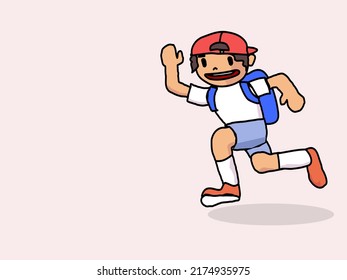 vector cartoon of boy rum with bag concept for back to school