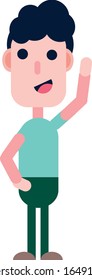  vector cartoon boy waveing hello