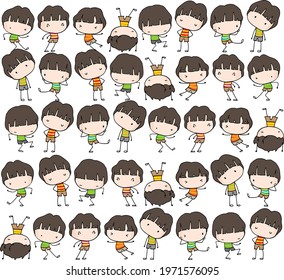 vector cartoon boys action background