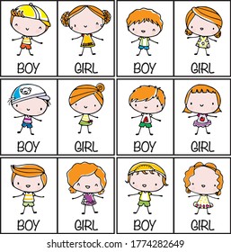 Vector Cartoon Boys Girls Set Stock Vector (Royalty Free) 1774282649 ...