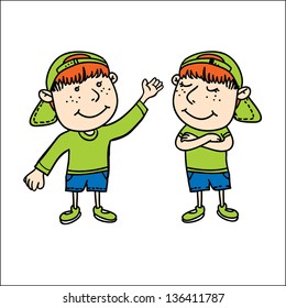 vector cartoon boys isolated on white