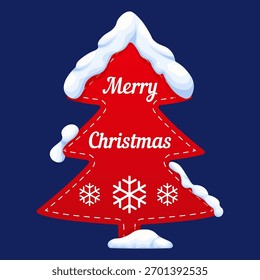 Vector cartoon bright red tags for New Year's design. Christmas and snow concept. Element for your designs, greeting cards, price tags, etc.