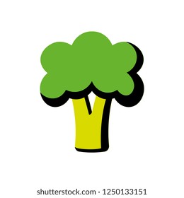 Vector Cartoon Broccoli Icon Isolated On White Background