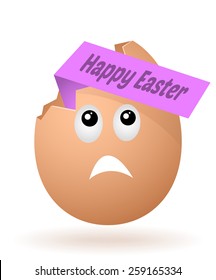 vector cartoon broken egg with easter greeting