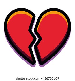 Vector Cartoon Broken Heart Isolated On White Background