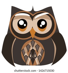 Vector of a cartoon brown barn owl 