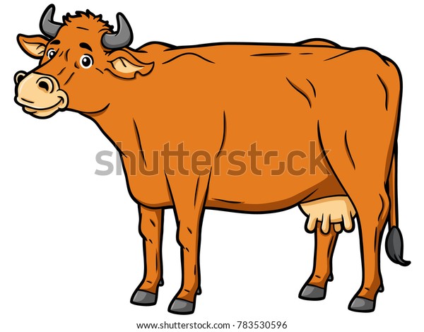 Vector Cartoon Brown Cow Standing Stock Vector (Royalty Free) 783530596 ...