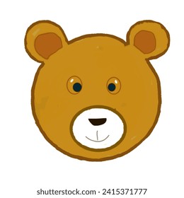 Vector cartoon brown grizzly bear, isolated on white background. Cute bear illustration. hand drawing