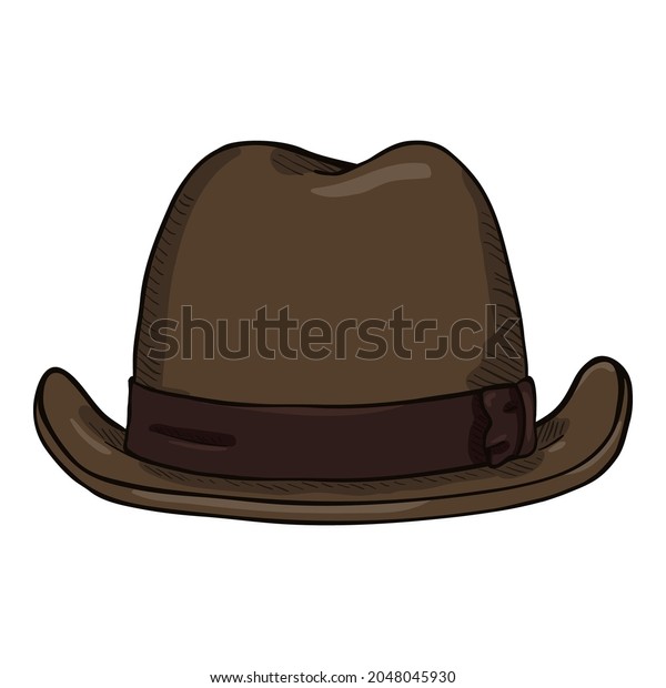 Vector Cartoon Brown Homburg Hat Stock Vector (Royalty Free) 2048045930