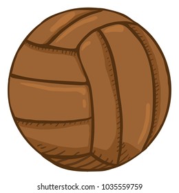 Vector Cartoon Brown Old Fashioned Leather Volleyball Ball