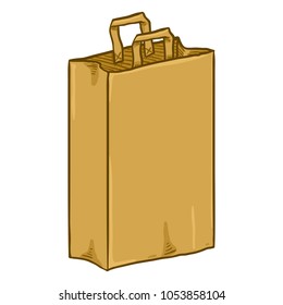 Vector Cartoon Brown Paper Bag for Grocery Shopping