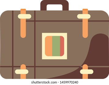 Vector Cartoon Brown Suitcase Icon Illustration Isolated