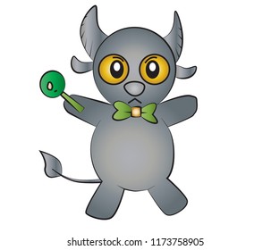 Vector cartoon buffalo  Isolated On White Background