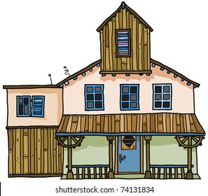 Vector cartoon building- western style.