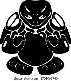Vector of a cartoon bulky frog in black